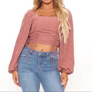 Mauve Pink Ruched Top